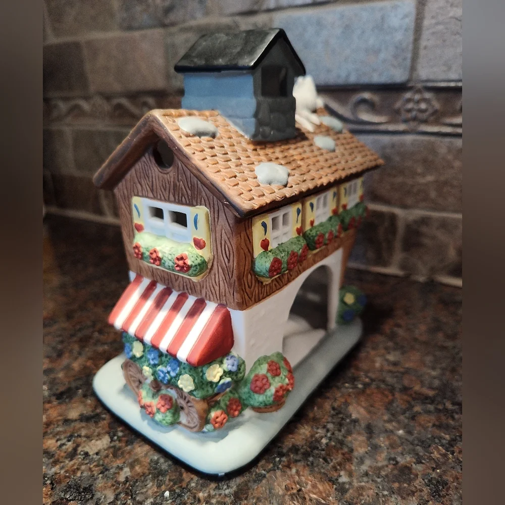 Partylite Flower Shop Tealight Holder, Retired, Vintage Ceramic Cottage - Picture 3 of 9